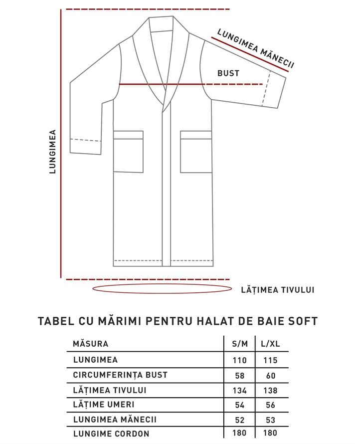 Halat de baie, Soft, bumbac, S-M, antracit