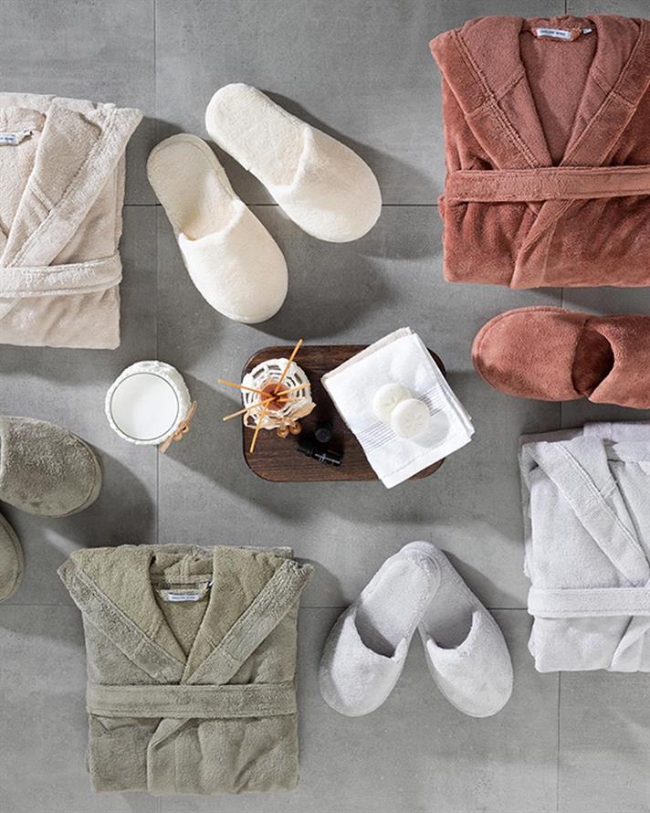 Halat de baie, Softy, bumbac-poliester, S-M, bej