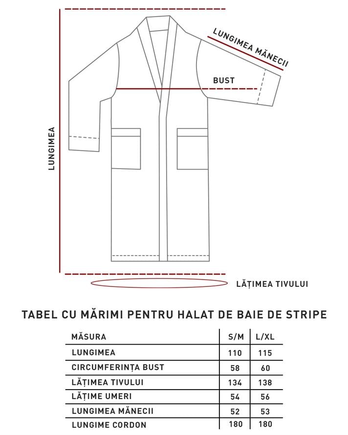 Halat de baie, Strıpe, bumbac, L-XL, alb