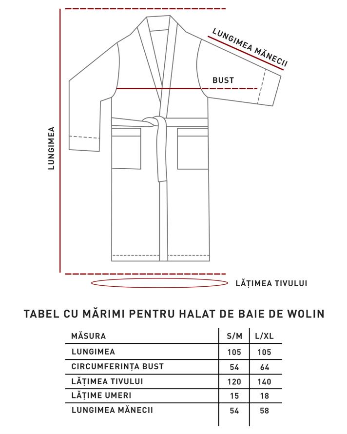 Halat de baie, Wolin, bumbac-poliester, L-XL, bleu