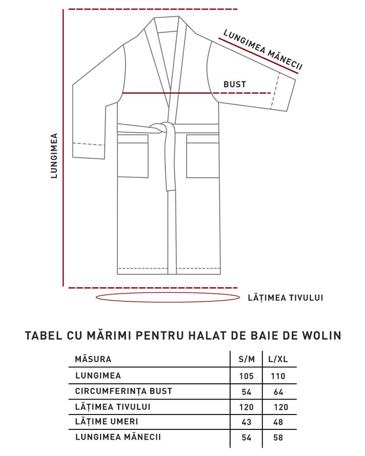 Halat de baie, Wolin, bumbac-poliester, S-M, gri deschis