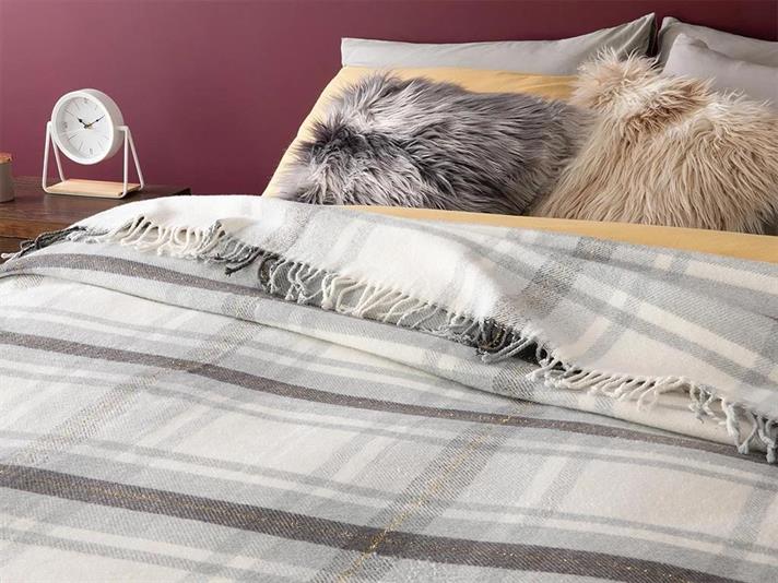 Halden Bumbac Sclipitor King Size Pătură 220*240 Cm Gri