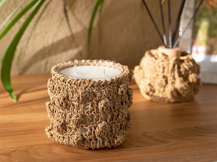 Handmade Sticlă Lumânare Parfumată 9x10,5cm Bej