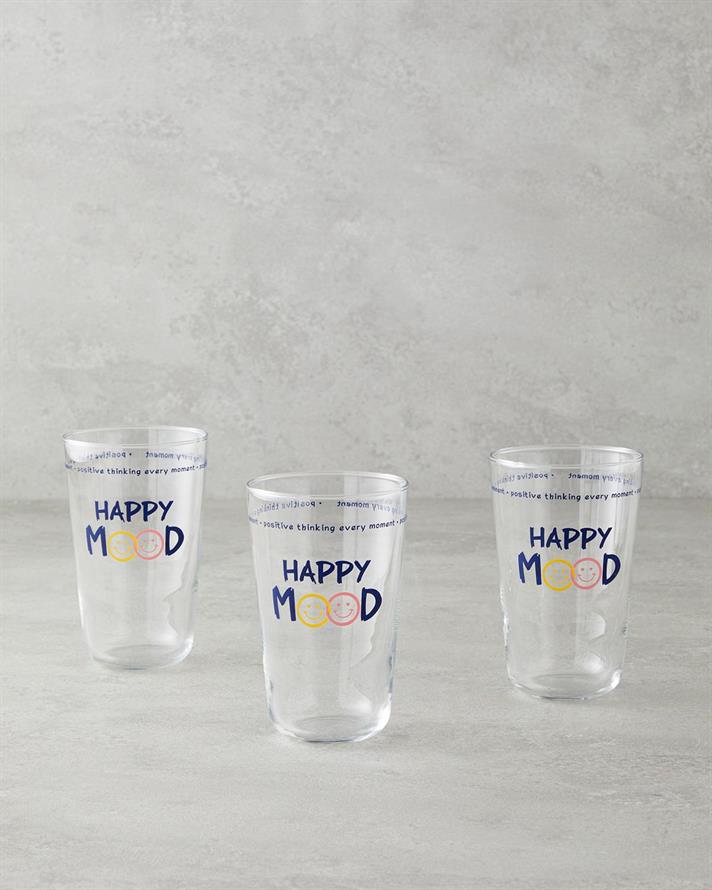 Happy Mood Sticlă Cu 3 Piese Pahar 400 ml Bleumarin