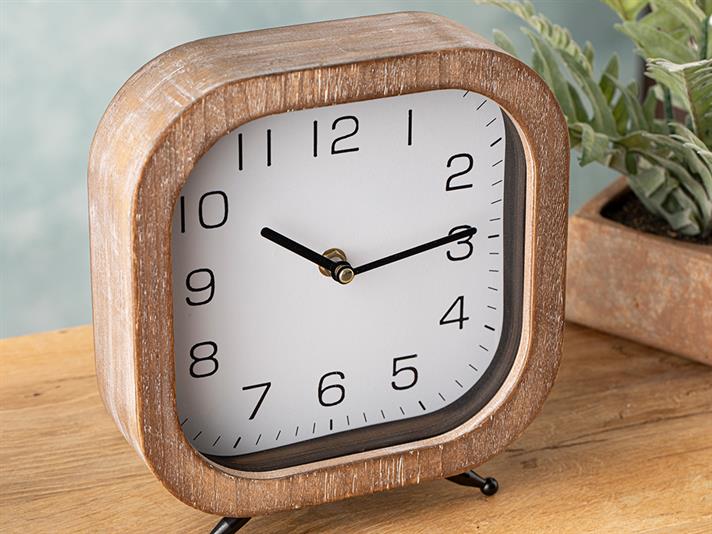 Hardwood Table Clock 21x10x23 cm Brown