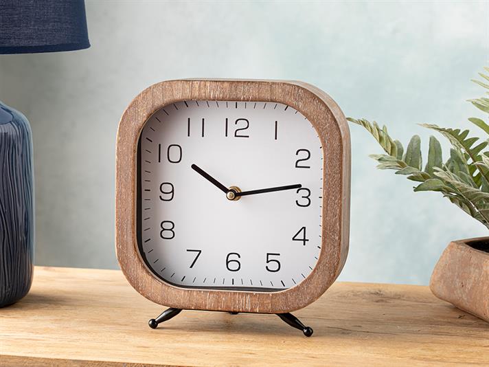 Hardwood Table Clock 21x10x23 cm Brown