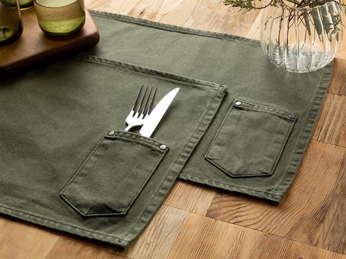 Harvey Cotton 2 Set Place Mat 30x45 cm Green
