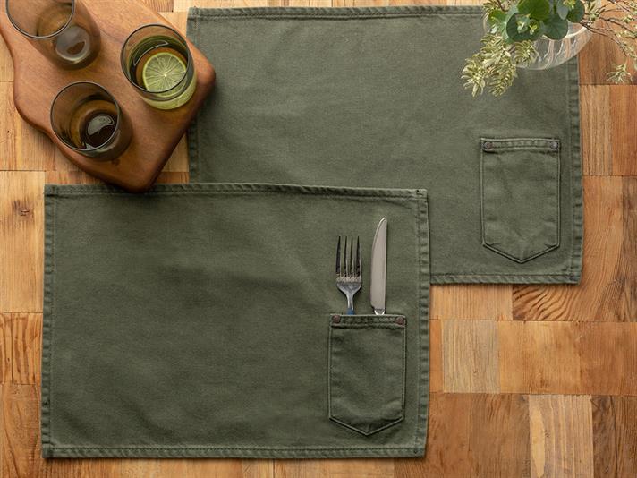 Harvey Cotton 2 Set Place Mat 30x45 cm Green