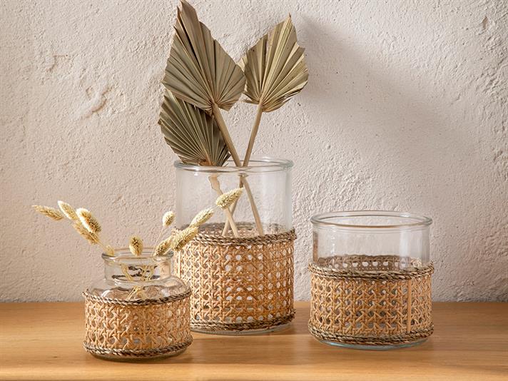 Vază, Hazeran, sticlă, 17x17x22 cm, maro