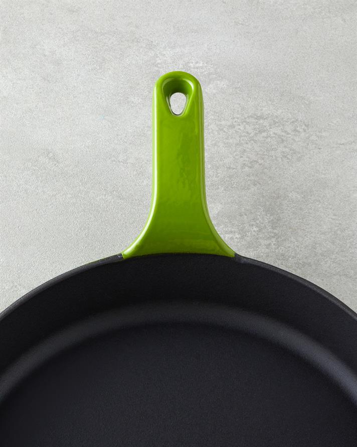 Hecha Fier Turnat Rotund Tigaie 27 cm Verde