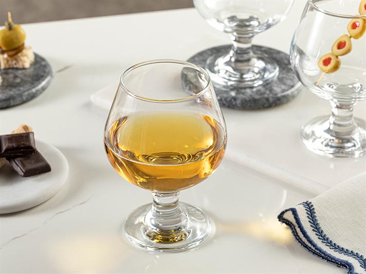 Set 3 Pahare de coniac, Helen, sticlă, 265 ml, transparent