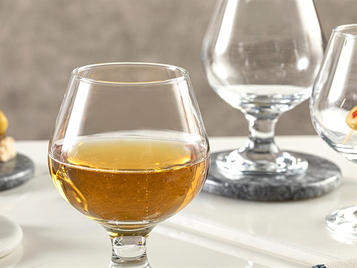 Set 3 Pahare de coniac, Helen, sticlă, 265 ml, transparent
