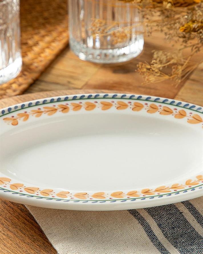 Hermosa Porcelain Platter 24 cm Blue - Mustard - Green