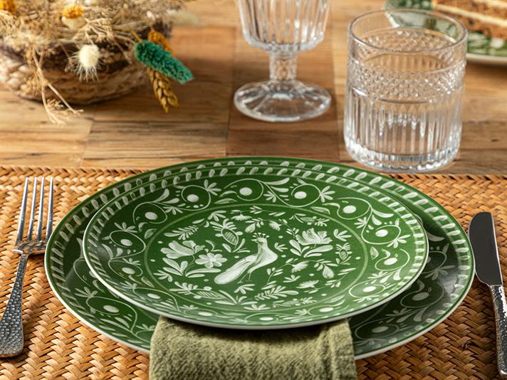 Hermosa Porcelain Cake Plate 20 cm Green
