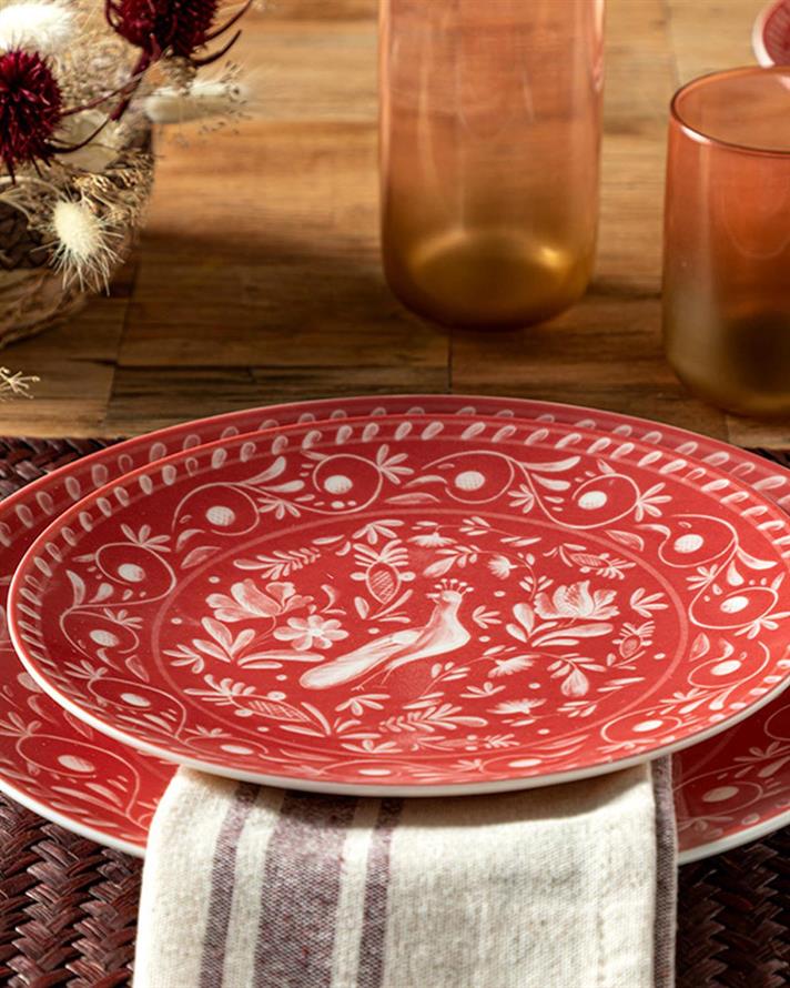 Hermosa Porcelain Cake Plate 20 cm Red