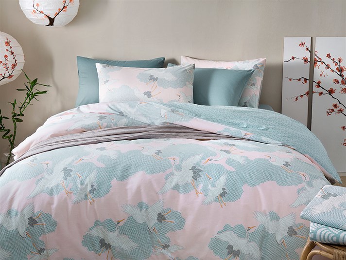 Heron zboară Cu Bumbac Double Lenjerie De Pat 200x220 cm Roz