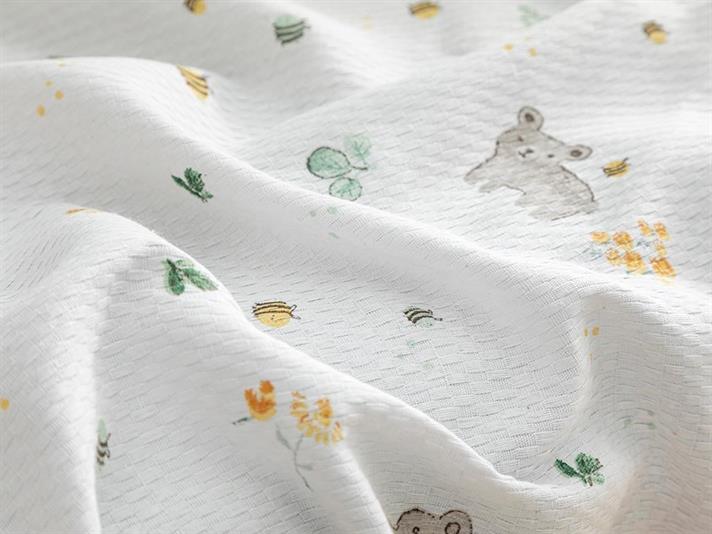 HONEY BEAR  CU IMPRIMEU PATURICA DE VARA BEBE 100X150 CM BURGUNDIA-GRI