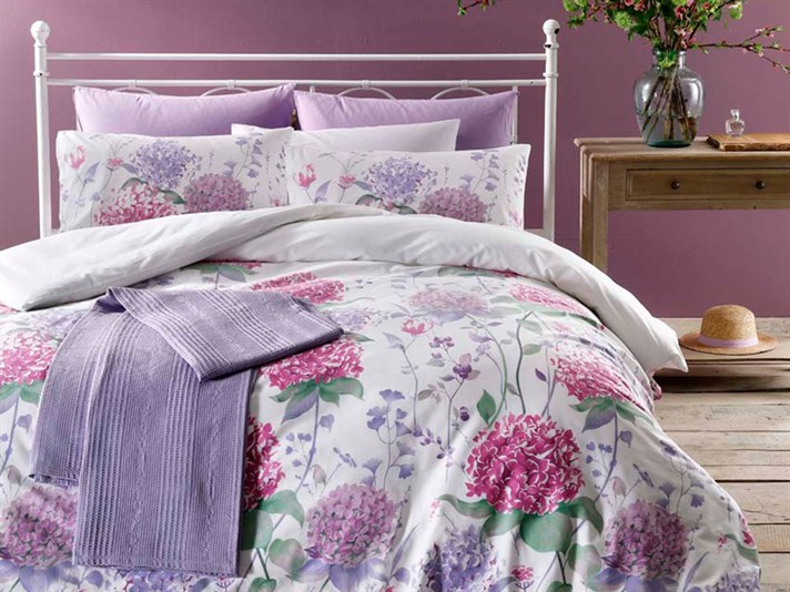 Hortensia sălbatică Cu Bumbac Double Lenjerie De Pat 200x220 cm Violet