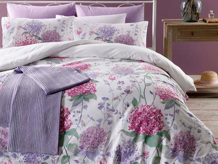 Hortensia sălbatică Cu Bumbac Single Lenjerie De Pat 160x220 cm Violet