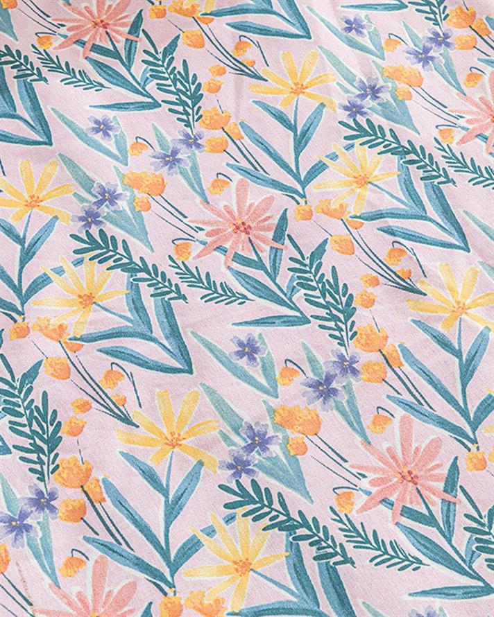 Husa de pilota pentru doua persoane, Joyous Florets, bumbac-poliester, 200x220 cm, roz deschis