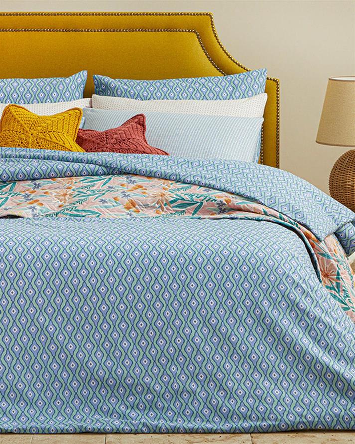 Husa de pilota pentru doua persoane, Quarto, bumbac-poliester, 200x220 cm, bleu