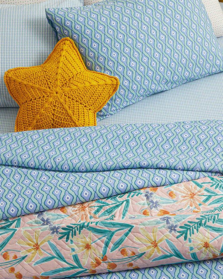 Husa de pilota pentru doua persoane, Quarto, bumbac-poliester, 200x220 cm, bleu