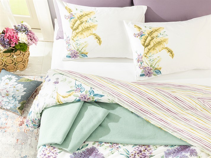 Hyacinth Cu Bumbac Super King Set Lenjerie De Pat 260x220 cm Liliachiu