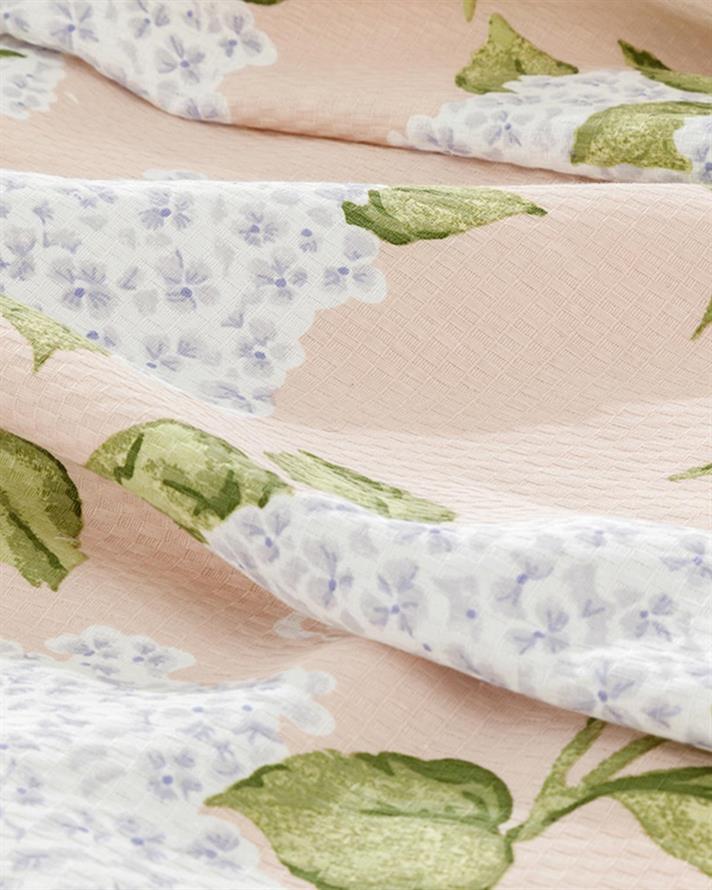 Hydrangea Imprimat King Size Set Pătură De Vară 220x240 cm Roz