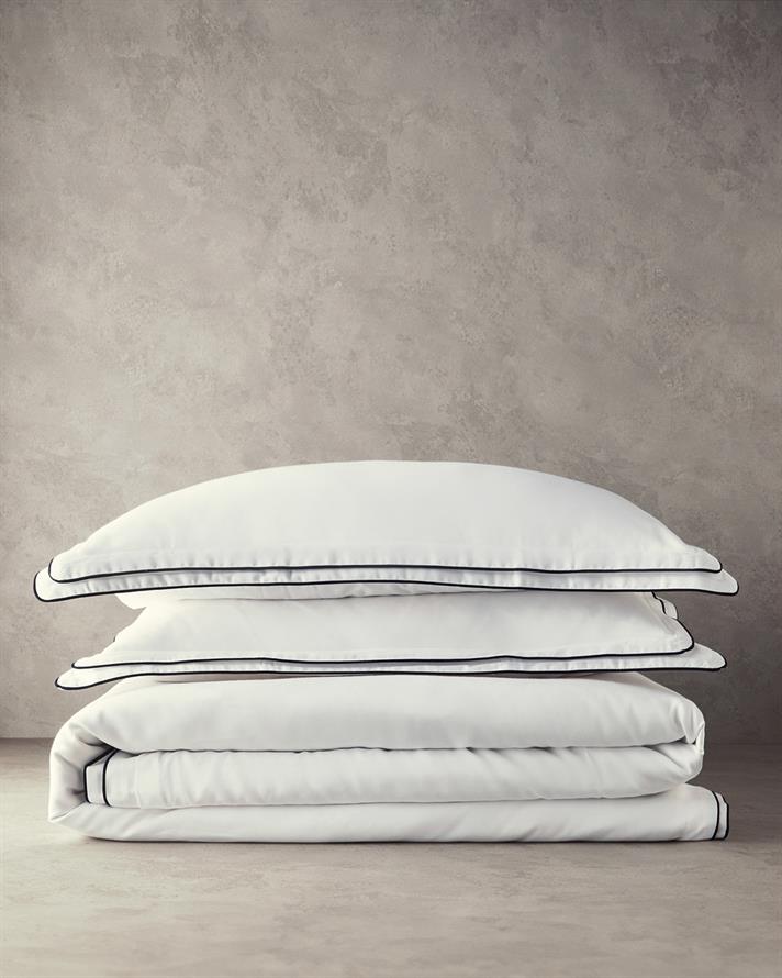 I Gleam Bandă din bumbac satinat Double Set Lenjerie De Pat 200x220 cm Alb-Negru