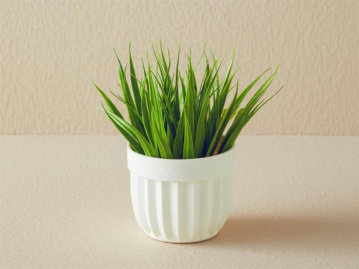 iarbă Floare Artificială Cu Vază 13x13x18 cm Alb
