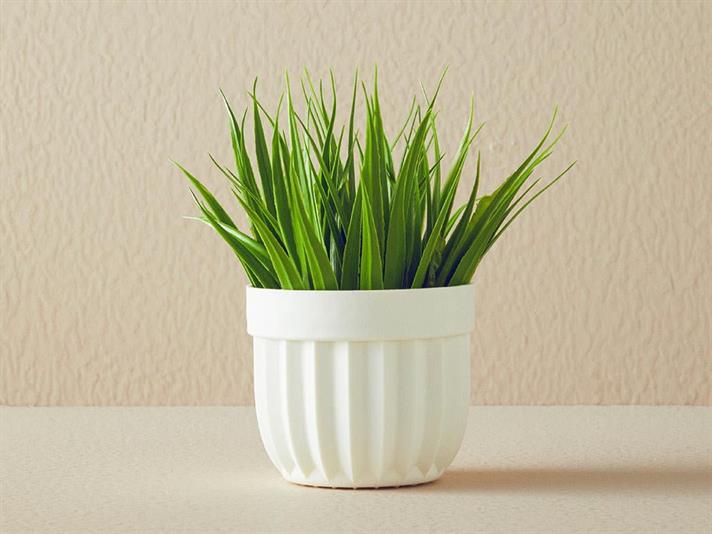 iarbă Floare Artificială Cu Vază 13x13x18 cm Alb