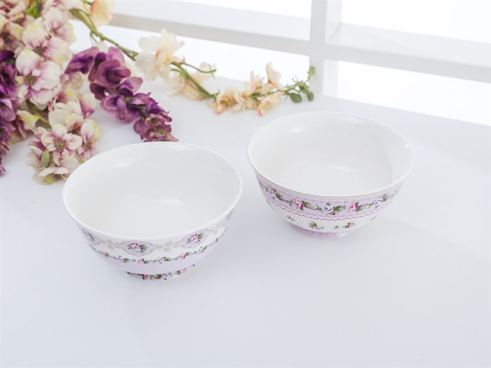 Winter Rose Bone China 2 pcs Bowl Pink