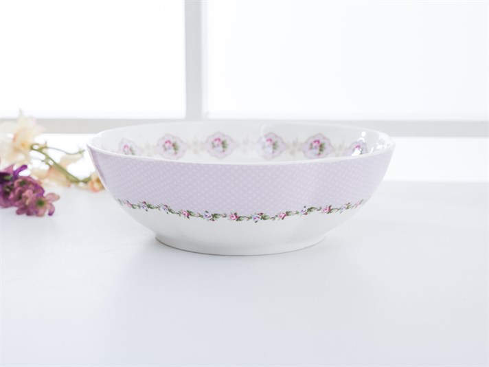 Winter Rose Bone China Salad Bowl 23 cm Pink