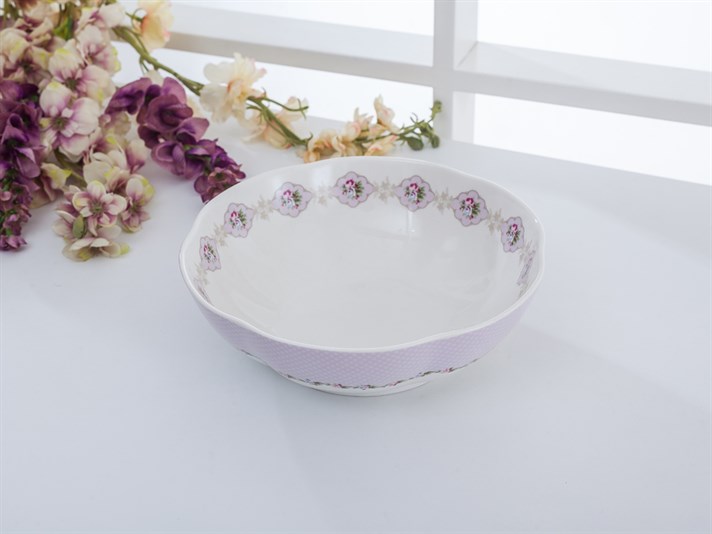 Winter Rose Bone China Salad Bowl 23 cm Pink