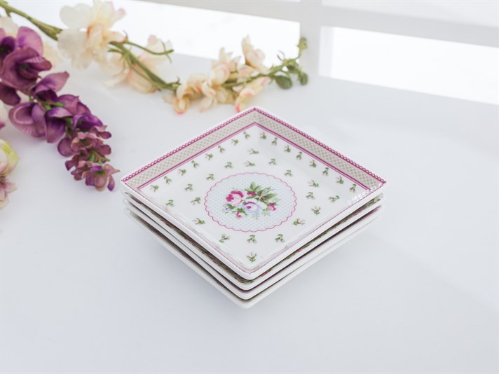 Winter Rose Bone China 4 Pcs Appetizers 12 cm Pink