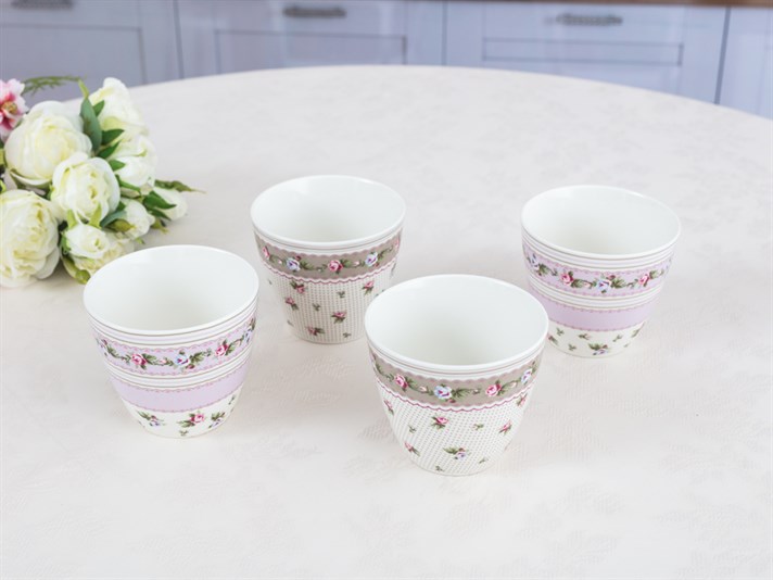 Winter Rose Bone China 4 Pcs icer And Liner 325 ml Pink