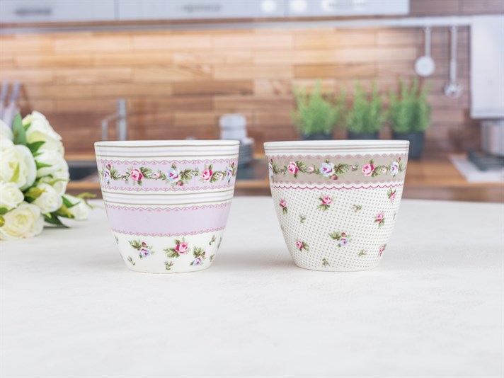 Winter Rose Bone China 4 Pcs icer And Liner 325 ml Pink