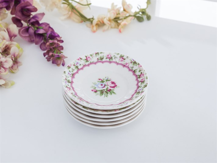 Winter Rose Bone China 6 pcs Tea Plate 11 cm Pink