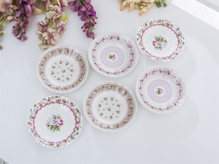 Winter Rose Bone China 6 pcs Tea Plate 11 cm Pink
