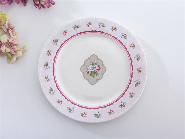Winter Rose Bone China 6 pcs Cake Plate 20 cm Pink