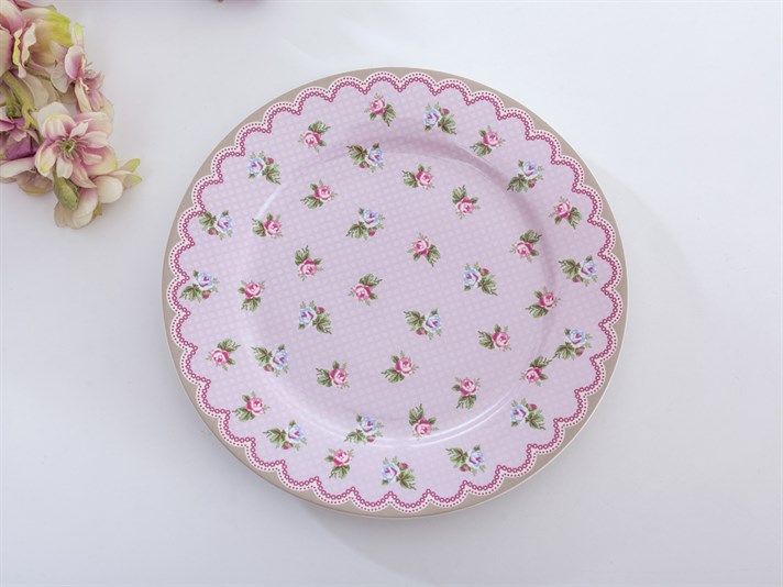 Winter Rose Bone China 6 pcs Cake Plate 20 cm Pink