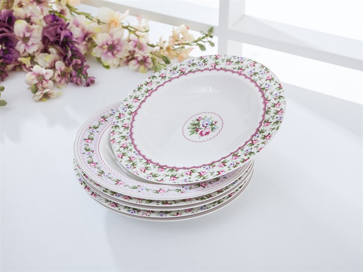 Winter Rose Bone China 6 pcs Dinner Plate 21 cm Pink