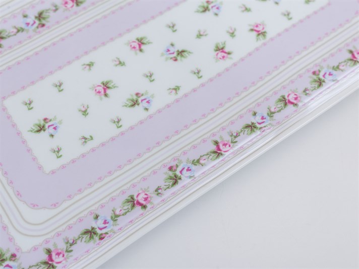 Winter Rose Bone China Rectangular Service Plate 30 cm Pink