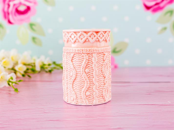 Suport lumânare, Dreamy Winter, ceramică, 6,5x6,5x10,3 cm, roz