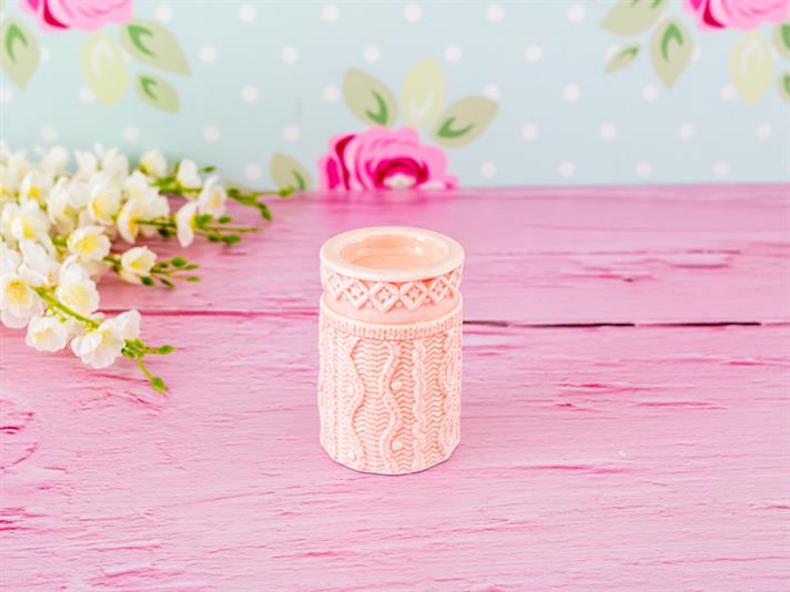 Suport lumânare, Dreamy Winter, ceramică, 6,5x6,5x10,3 cm, roz