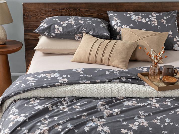 Iederă de toamnă Bumbac Double Set Lenjerie De Pat 200x220 cm Antracit