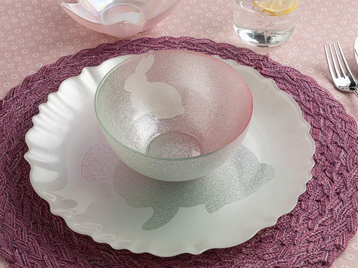 Rabbit Glass Bowl 16 cm Pink