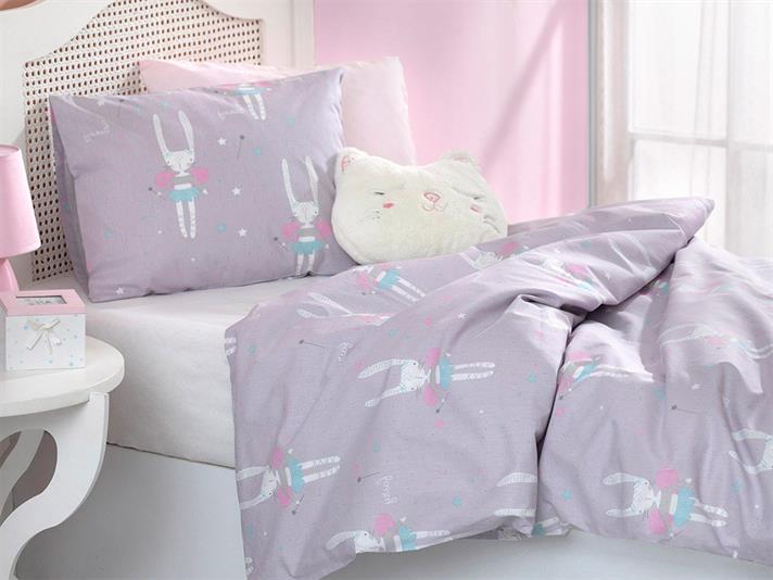 Iepure magic Cu Bumbac Set De Lenjerie De Pat Bebe 100x150 cm Lila