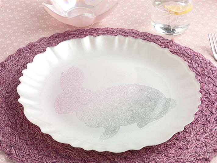 Rabbit Glass Service Plate 28 cm Pink