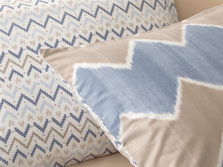 Ikat pur Cottony Set 2  FAȚĂ DE PERNĂ 50x70 cm Albastru.